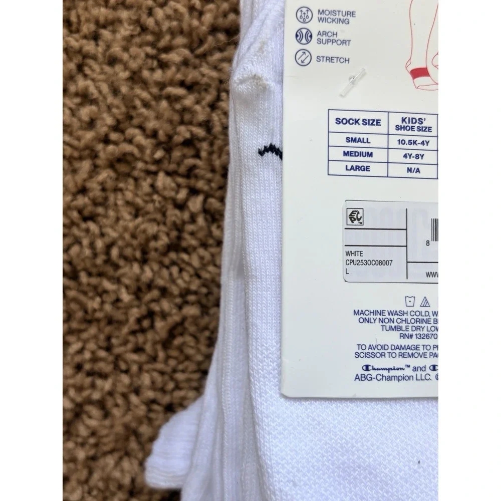 Champion White Lightweight Moisture Wicking Over the Calf Socks NEW - 2 Pack NWT